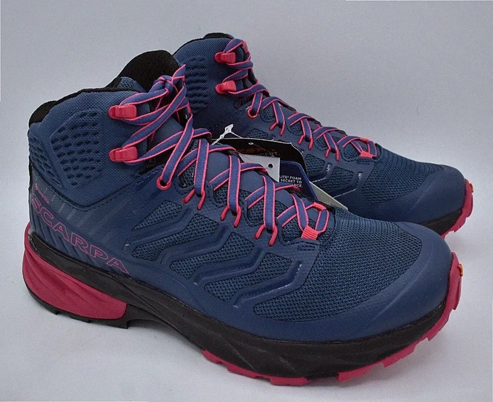 Scarpa EU 39.5 US 8 Rush GTX Gore-Tex Mid Blue Fuxia Waterproof Hiking Boots